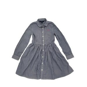 Girl Polo Ralph Lauren Blue-White Striped Oxford Dress Size 12 dress shirt dress